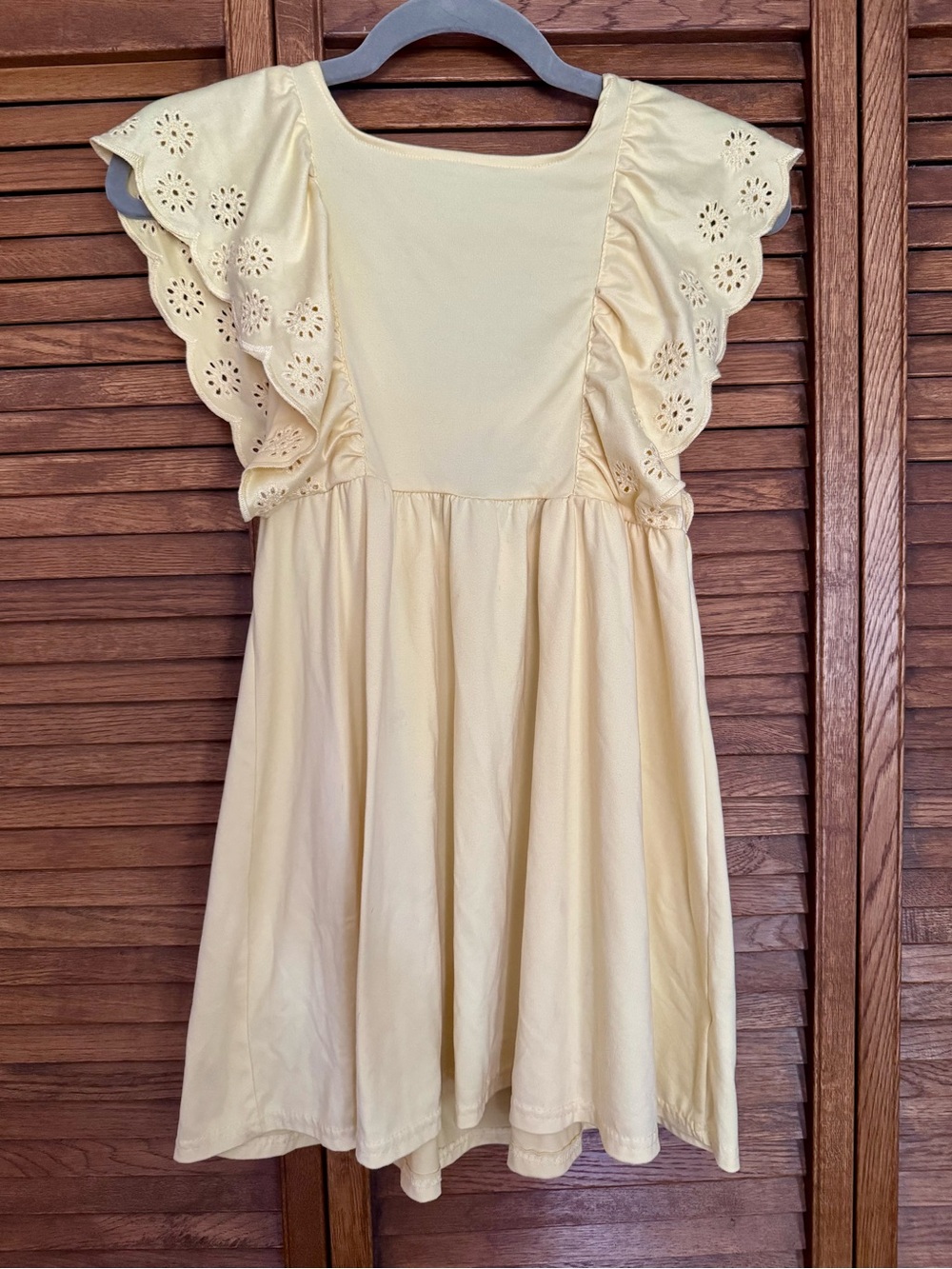 btween Light Yellow Eyelet Flutter Sleeve Dress